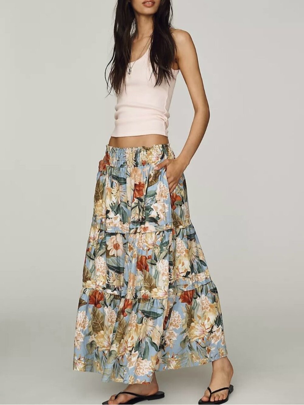 NWT Size M -Anthropologie Somerset Linen Stretch Maxi Skirt w Pockets (US$ 168)